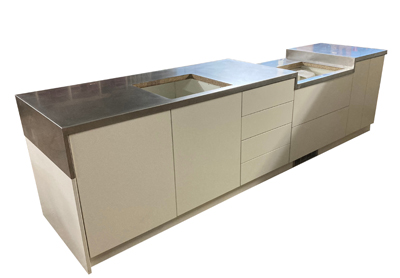 Theke Mensa mit Edelstahloberfläche